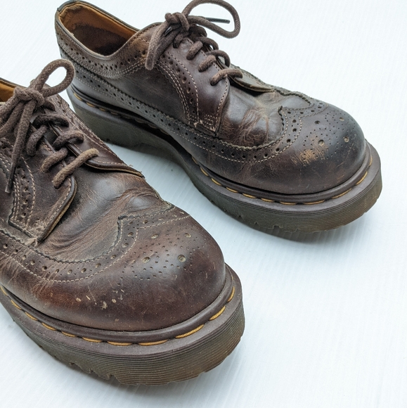 DOC MARTENS 3989 Vintage MIE brown wingtip brogue chunky loafers - Picture 9 of 15